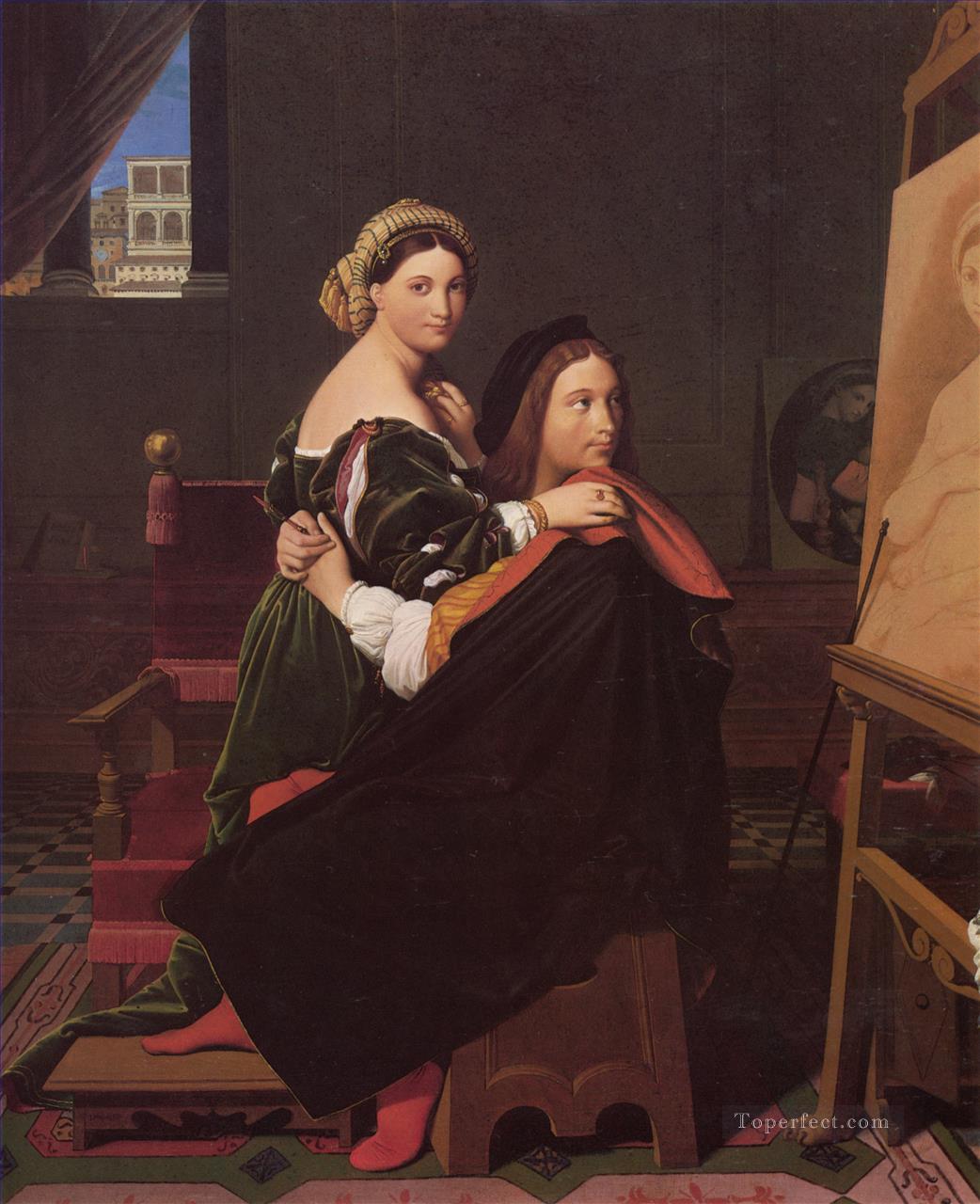 Raphael and the Fornarina Neoclassical Jean Auguste Dominique Ingres Oil Paintings